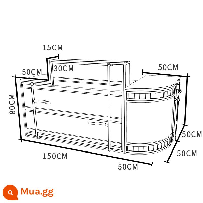 Quầy thu ngân quầy bar quán trà sữa container phong cách công nghiệp sáng tạo quán nướng quán gym quầy lễ tân phong cách retro - 200 mặt trước, 100 góc