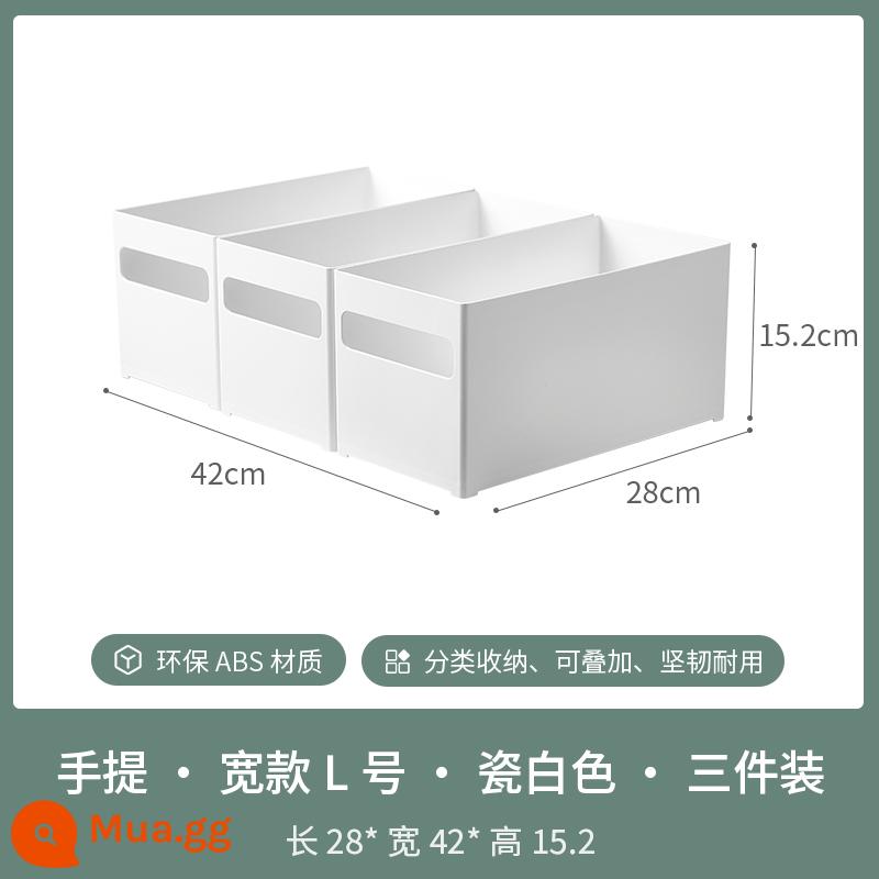 Đa chức năng bếp gia đình tổng thể tủ hộp bảo quản đồ lặt vặt đồ ăn vặt hoàn thiện hộp góc phải giỏ đựng mỹ phẩm hộp bảo quản - Có tay cầm - kiểu rộng - size L - 3 miếng, chất liệu ABS nâng cấp