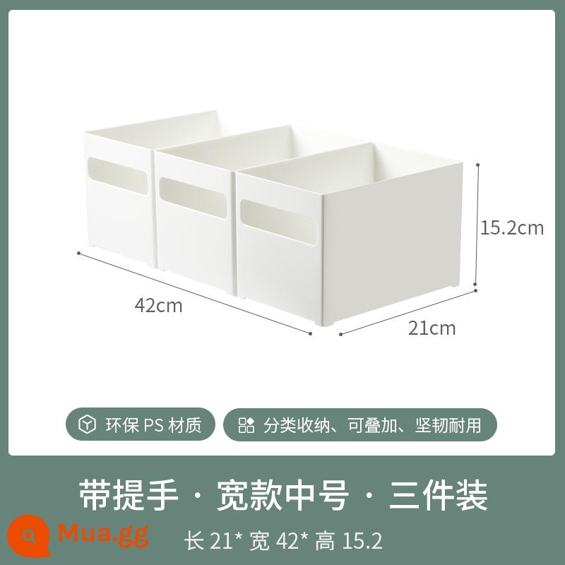 Đa chức năng bếp gia đình tổng thể tủ hộp bảo quản đồ lặt vặt đồ ăn vặt hoàn thiện hộp góc phải giỏ đựng mỹ phẩm hộp bảo quản - Với vật liệu PS cỡ trung bình có tay cầm rộng 3 gói