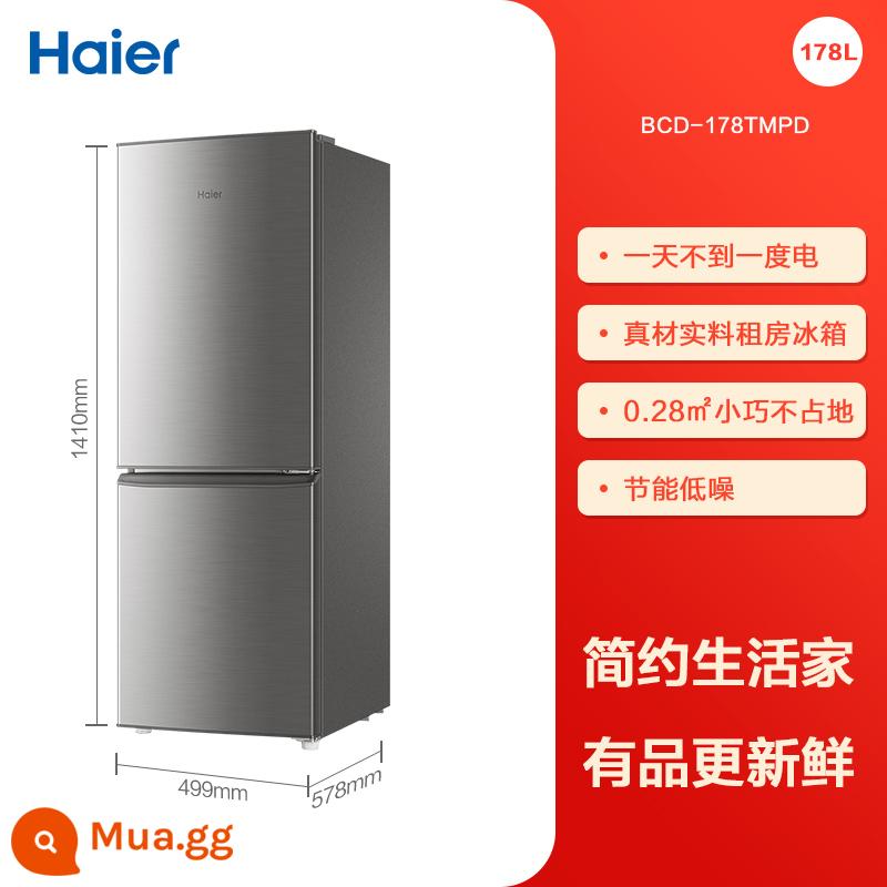 Haier 178L tủ đông hai cửa hai cửa tủ lạnh nhỏ cho thuê nhà ký túc xá duy nhất chính thức hàng đầu - Xám không gian (178L)