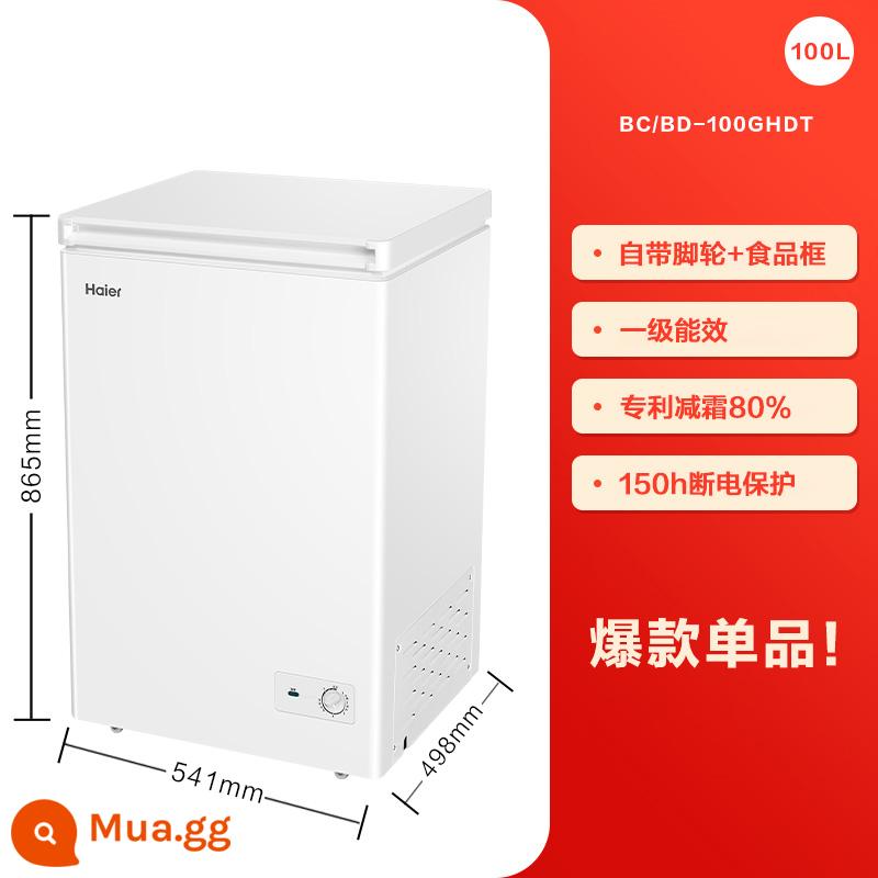 [Sản phẩm mới] Tủ đông nhỏ Haier 100L Tủ đông gia dụng Tủ đông Tủ đông Tiết kiệm năng lượng Tủ đông lạnh một nhiệt độ - tủ đông màu trắng