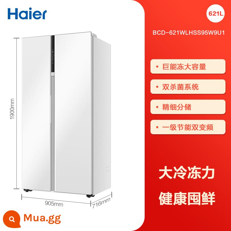 Tủ lạnh Haier màu trắng 621L dung tích lớn làm lạnh hai cửa hạng nhất tiết kiệm năng lượng hộ gia đình chuyển đổi tần số không đóng băng giữ tươi - Trắng (621L)