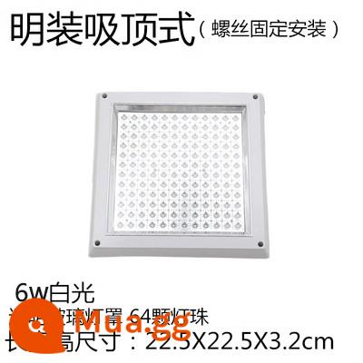 Đèn LED nhà bếp và phòng tắm Daxiangzhiguang 6W8W12W bề mặt vuông trong suốt và đèn bếp giấu tích hợp đèn khoan trần - Gắn bề mặt 6W 208*208