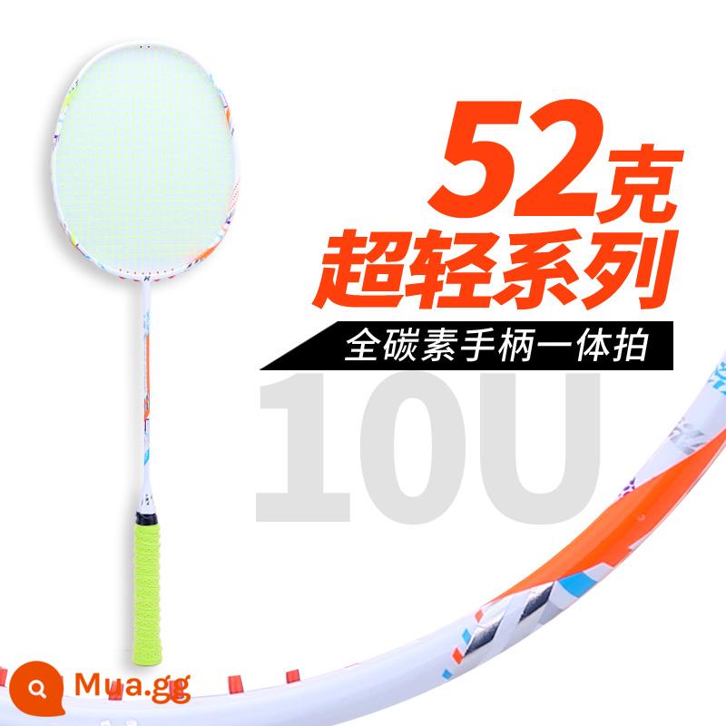 52G 10U Siêu Nhẹ Nhỏ Màu Đen Vợt Cầu Lông Full Carbon Chuyên Nghiệp Tỉnh Huấn Luyện Đội Vợt Đơn Bền tấn Công Loại - Trắng ngọc trai: Tay cầm carbon hoàn toàn 10U (52g)