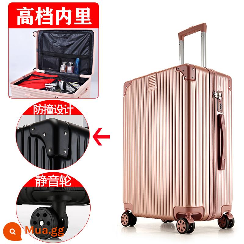 Công suất siêu lớn làm dày hành lý thời trang khung nhôm 30 inch thể thao nam trường hợp xe đẩy ký gửi du lịch nữ tắt tiếng bánh xe đa năng - Dây kéo nâng cấp màu vàng hồng