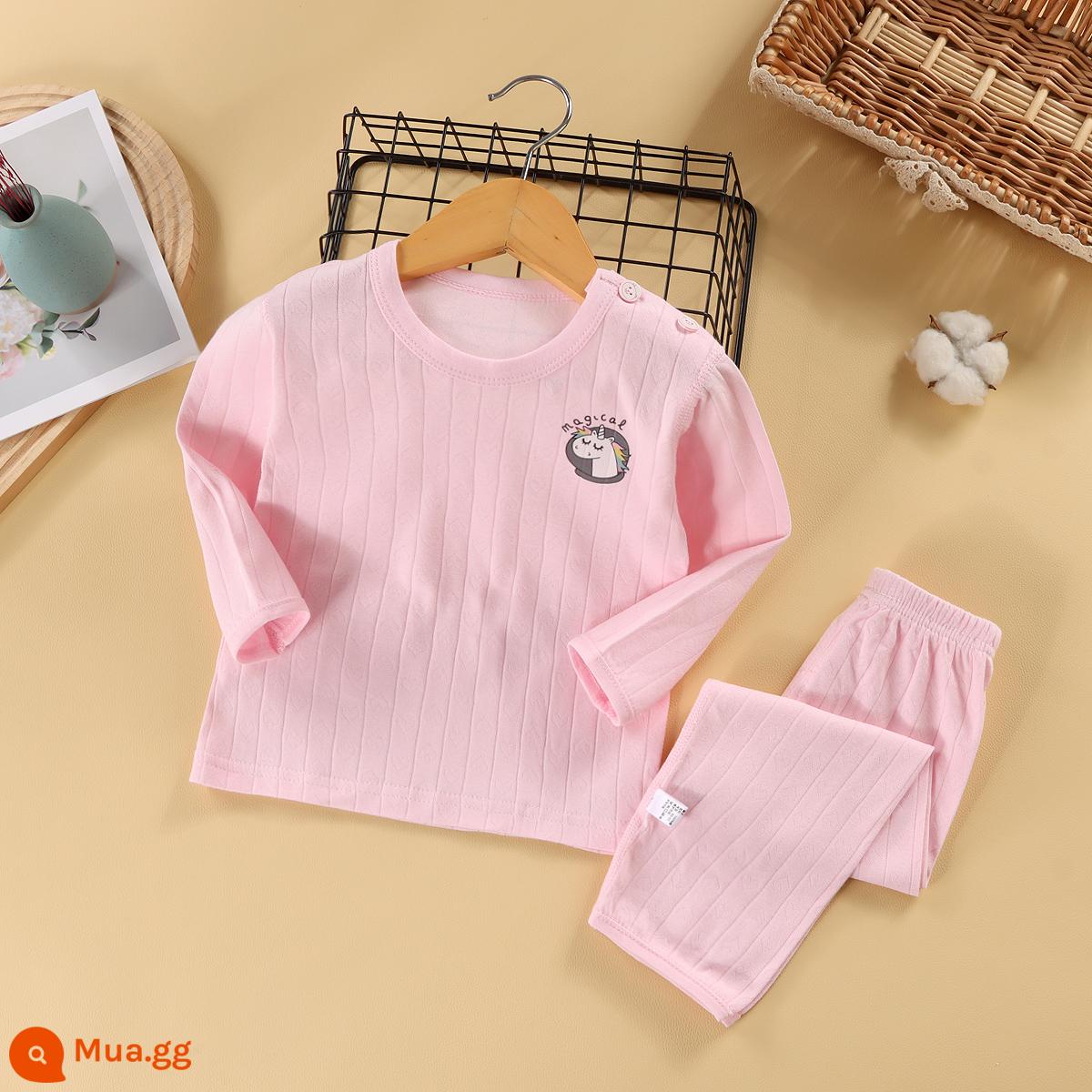 Bộ đồ ngủ trẻ em bé trai mùa hè cotton mỏng quần áo điều hòa bé trai và bé gái bộ quần áo mặc ở nhà xuân thu bé gái - chú ngựa bé nhỏ của tôi