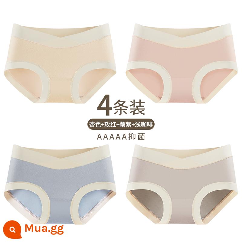 Yu Zhaolin Bộ Đồ Lót Cotton Nguyên Chất Đáy Quần Kháng Khuẩn Từ Giữa Đến Cuối Thời Kỳ Mang Thai Eo Thấp Hỗ Trợ Bụng Quần Short Tam Giác Đầu Modal - Quả mơ + đỏ hồng + củ sen tím + cà phê nhạt