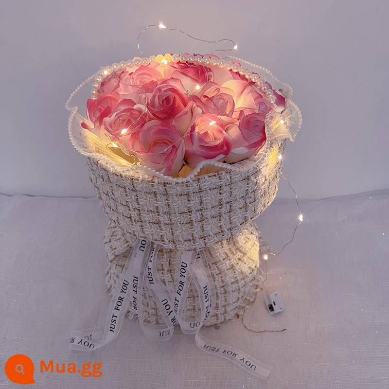 Quà tặng Giáng sinh tặng bạn gái bạn gái Vợ Broken Blue Rose Bouquet Birthday Birthday Girls - Kiểu túi xách Màu hồng lãng mạn 19 nước hoa nhỏ, túi xách nhẹ + ngọc trai