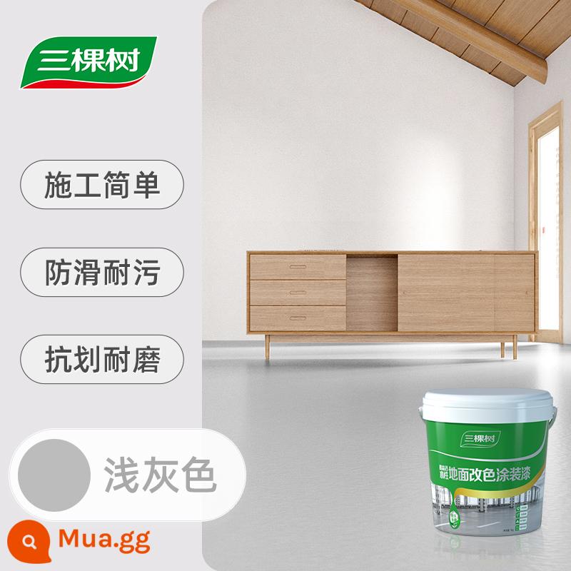 Sơn sàn epoxy gốc nước Sankees Sơn sàn xi măng tự san phẳng chịu mài mòn Sơn cải tạo sàn nhà trong nhà - [Ba hiệu ứng trong một] Màu xám nhạt