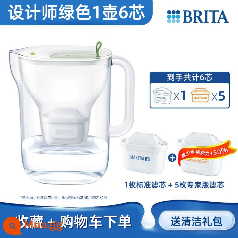 Đức Birande BRITA lọc ấm siêu tốc M3.5L nhà bếp máy lọc nước lõi lọc nước máy hộ gia đình ấm đun nước - Designer xanh 1 nồi 6 lõi [1 lõi chuẩn + 5 lõi chuyên nghiệp] loại bỏ cặn +50%