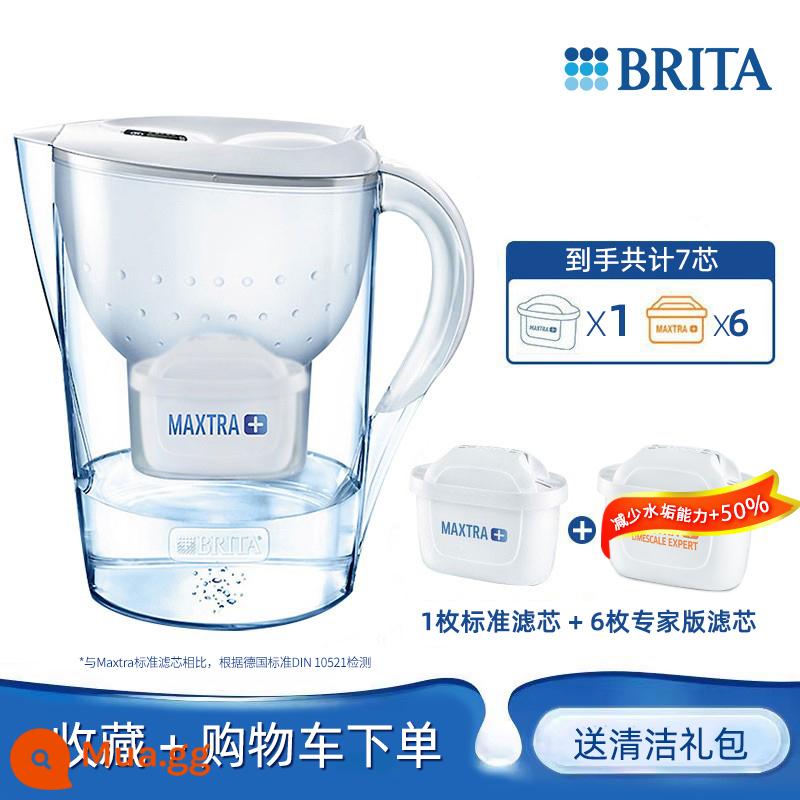 Đức Birande BRITA lọc ấm siêu tốc M3.5L nhà bếp máy lọc nước lõi lọc nước máy hộ gia đình ấm đun nước - Trắng 1 nồi 7 lõi ​​[1 lõi chuẩn + 6 lõi chuyên nghiệp] loại bỏ cặn +50%