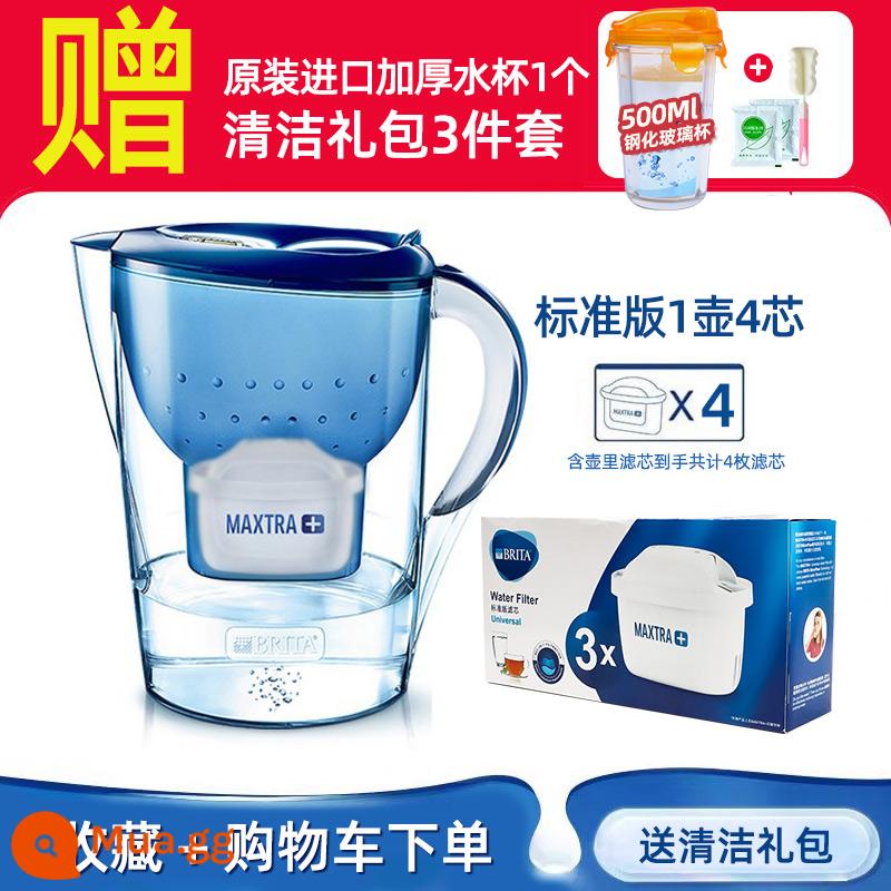 Đức Birande BRITA lọc ấm siêu tốc M3.5L nhà bếp máy lọc nước lõi lọc nước máy hộ gia đình ấm đun nước - 1 nồi màu xanh 4 lõi [lõi lọc tiêu chuẩn] đi kèm cốc thủy tinh cường lực nhập khẩu