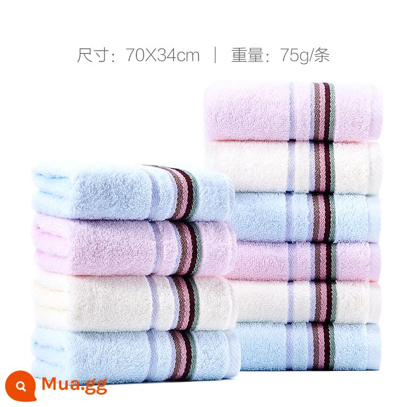 Khăn bông Jie Liya Tân Cương mười khăn mặt cotton thấm hút tốt cho người lớn và trẻ em không rụng lông bông rửa mặt gia đình nam - [Phong cách thoải mái] Mười gói (Xanh 4 Đỏ 3 Vàng 3)｜6638