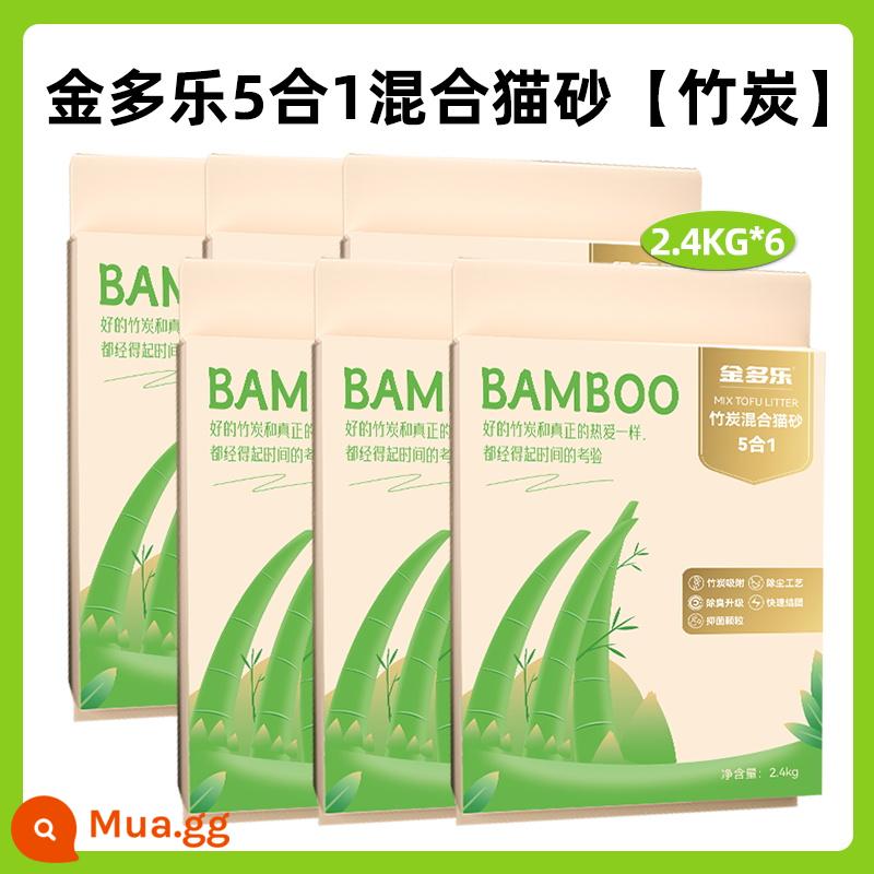 Trà xanh đậu phụ mèo cát đậu phụ cát kết tụ chống khử mùi gần như không bụi hỗn hợp cát mèo đầy đủ 10kg 20 bao miễn phí vận chuyển - [Chất độn chuồng hỗn hợp mới cho mèo] Than tre 5 trong 1 2,4kg*6