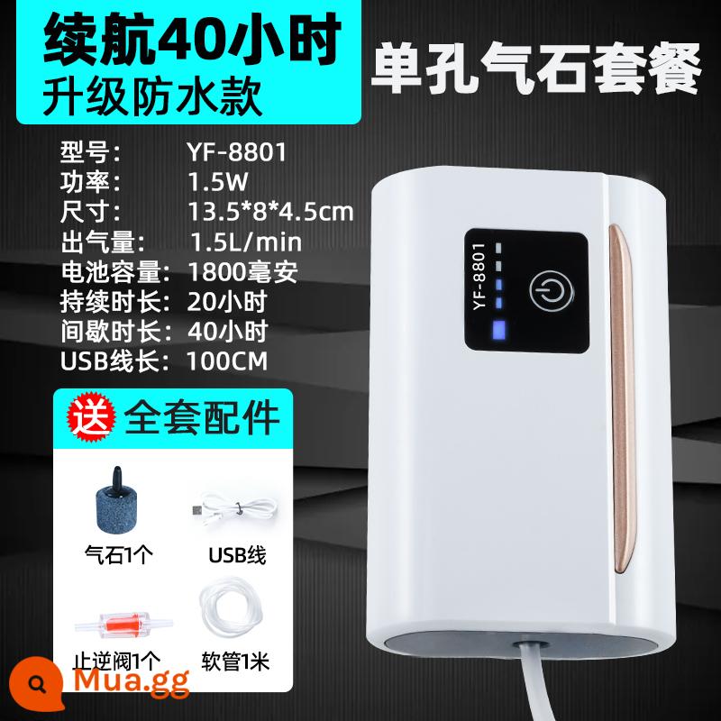 Sạc Máy Oxy Oxy Hóa Bơm Câu Cá Đặc Biệt Dual Oxy Hóa Máy Ngoài Trời Cá Nhỏ Hộp USB Di Động Oxy Hóa Máy - Model chống nước ♥ Thời lượng pin 40 giờ / gói đá khí một lỗ