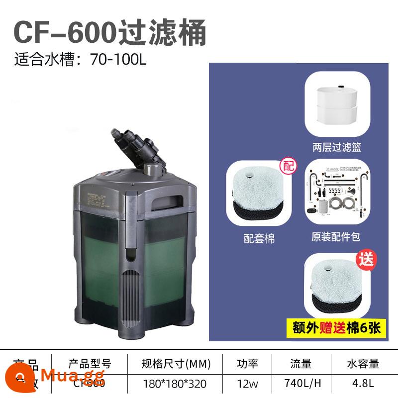 Chuangxing thùng lọc phía trước lọc bể cá máy lọc nước gia đình bên ngoài cf1200 hồ cá cỏ xe tăng cf800 - Xô trần CF-600 12W (thích hợp bể cá 40-80CM)