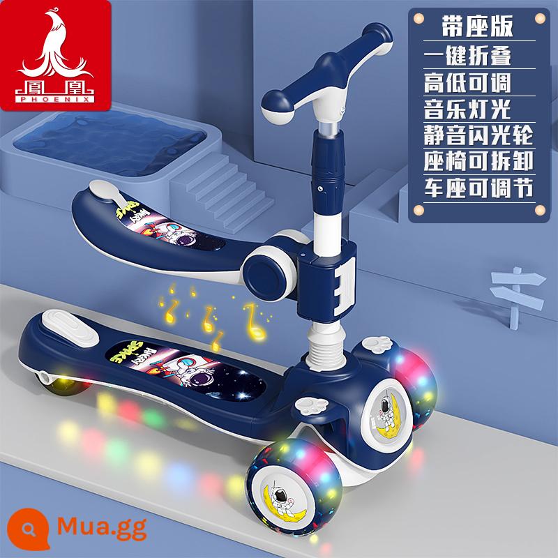 Xe trượt Scooter trẻ em Phoenix 1-3-6-8 tuổi xe trượt Scooter bé trai bé gái có thể ngồi và đi xe trơn trượt - Đèn nhạc màu xanh lam {ghế gập có ghế gập + bánh xe hummer