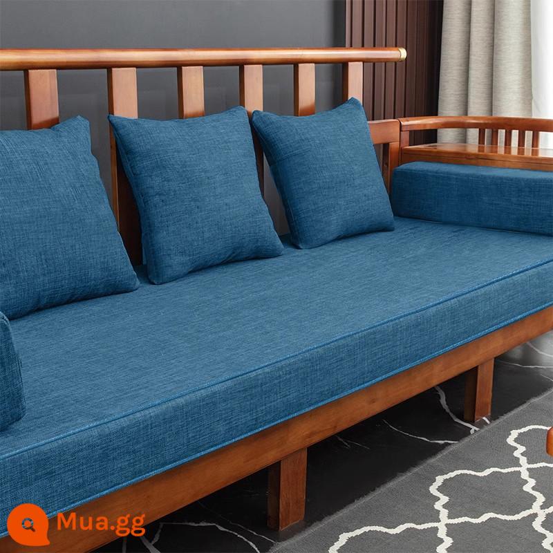 Đệm sofa cao su tùy chỉnh bằng gỗ gụ mới phong cách Trung Quốc bằng gỗ nguyên khối đệm chống trượt đệm xốp đệm cứng tùy chỉnh được thực hiện cho tất cả các mùa - Màu xanh đậm - Cây gai dầu Bốn Mùa [cổ điển, đơn giản, thoải mái và chống mài mòn]