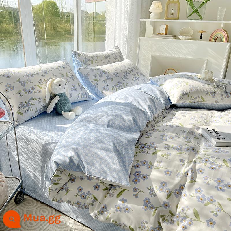 Cotton nguyên chất 4 mảnh 100 giường cotton 3 mảnh vỏ chăn ga trang bị ga trải giường ký túc xá sinh viên vỏ chăn mùa xuân 4 - Nanzhi [cotton thân thiện với da, thích hợp để ngủ khỏa thân]