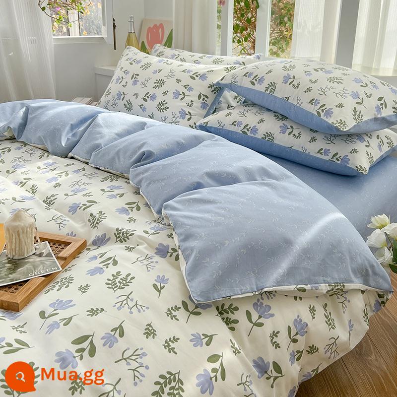 Cotton nguyên chất 4 mảnh 100 giường cotton 3 mảnh vỏ chăn ga trang bị ga trải giường ký túc xá sinh viên vỏ chăn mùa xuân 4 - Yuxiang [bông thân thiện với da, thích hợp để ngủ khỏa thân]