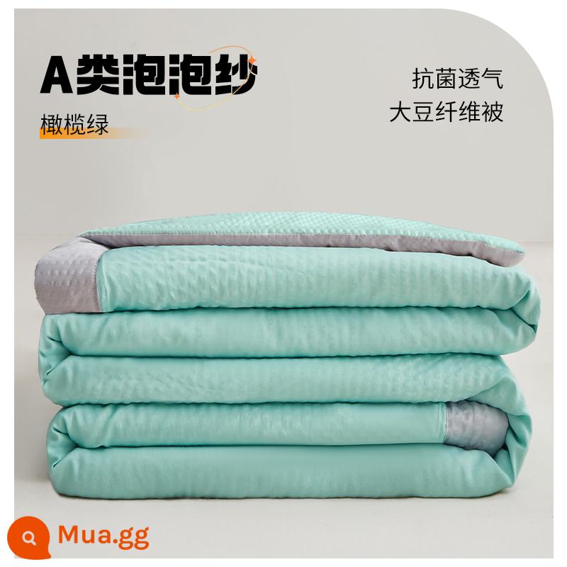 Chăn bông đậu nành điều hòa chăn mỏng mùa hè mát mẻ cotton nguyên chất ký túc xá sinh viên mùa xuân và mùa thu lõi chăn đơn mùa hè có thể giặt bằng máy - Xanh ô liu [Vải loại A, nhân sợi đậu nành]