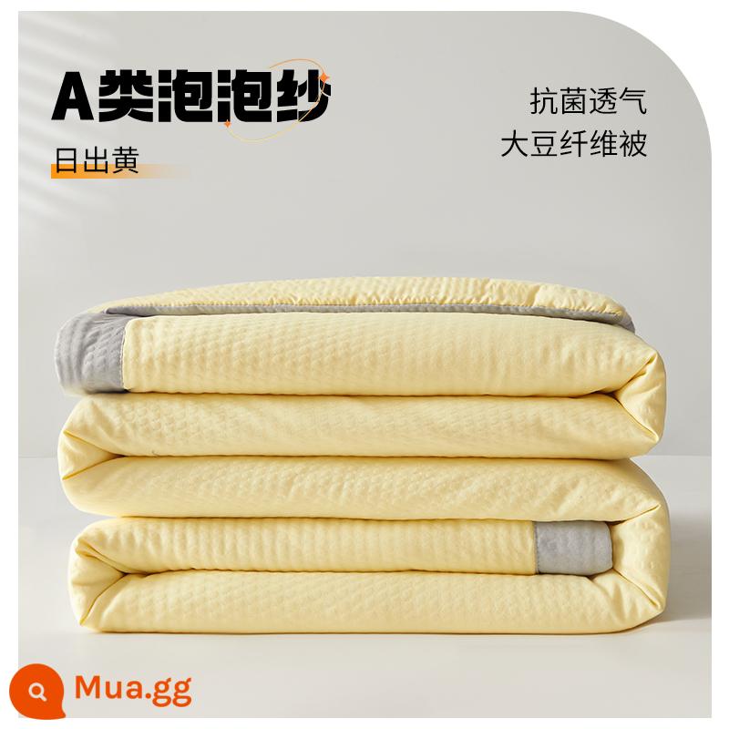 Chăn bông đậu nành điều hòa chăn mỏng mùa hè mát mẻ cotton nguyên chất ký túc xá sinh viên mùa xuân và mùa thu lõi chăn đơn mùa hè có thể giặt bằng máy - Sunrise Yellow [Vải loại A, nhân sợi đậu nành]