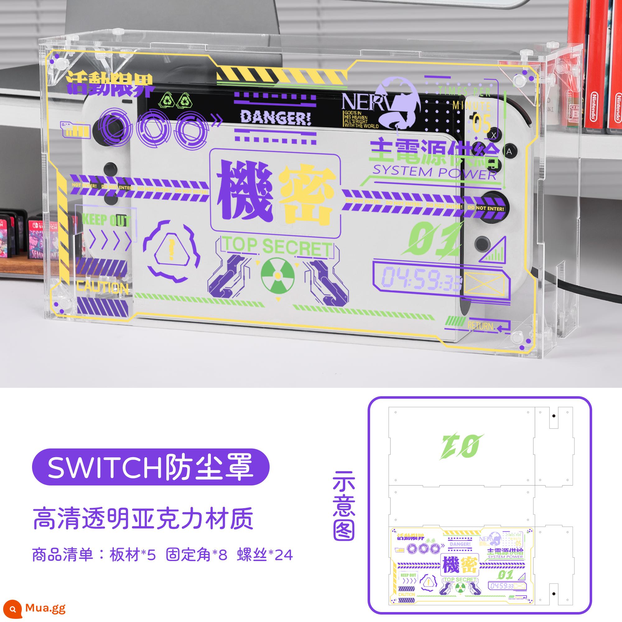 Nintendo EVA Neon Genesis Evangelion switch OLED bảo vệ ns bảo vệ túi lưu trữ màu đen - [Máy EVA-1] Loại nối nắp che bụi