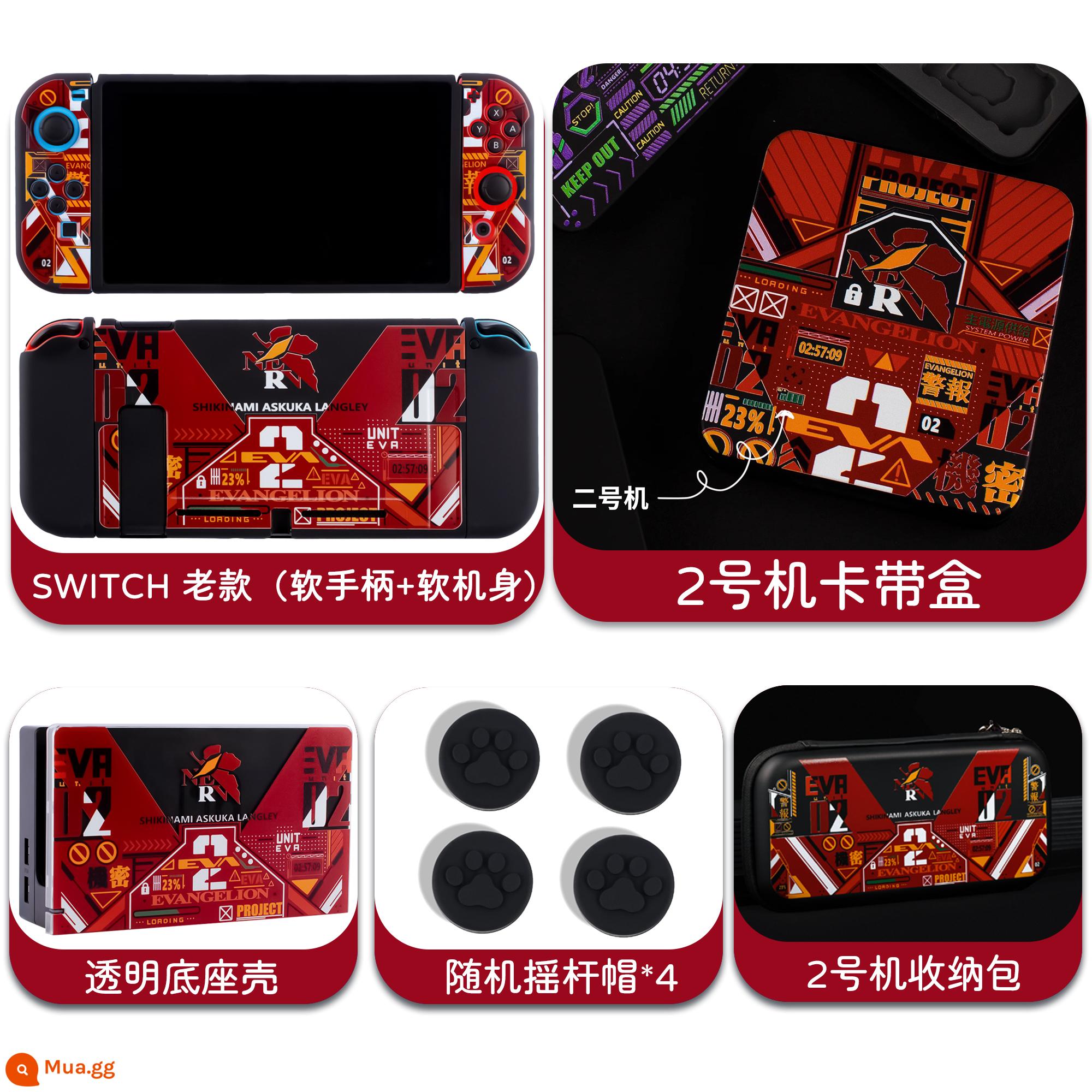 Nintendo EVA Neon Genesis Evangelion switch OLED bảo vệ ns bảo vệ túi lưu trữ màu đen - Bộ NS-2 (2 trong 1 + hộp cassette + túi)