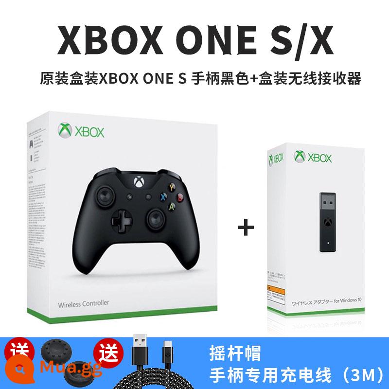 Thích hợp cho tay cầm Microsoft xbox Bluetooth không dây rung hơi chân trời PC máy tính tay cầm chơi game mới - Bộ hộp tay cầm + đầu thu ONE S màu đen sang trọng