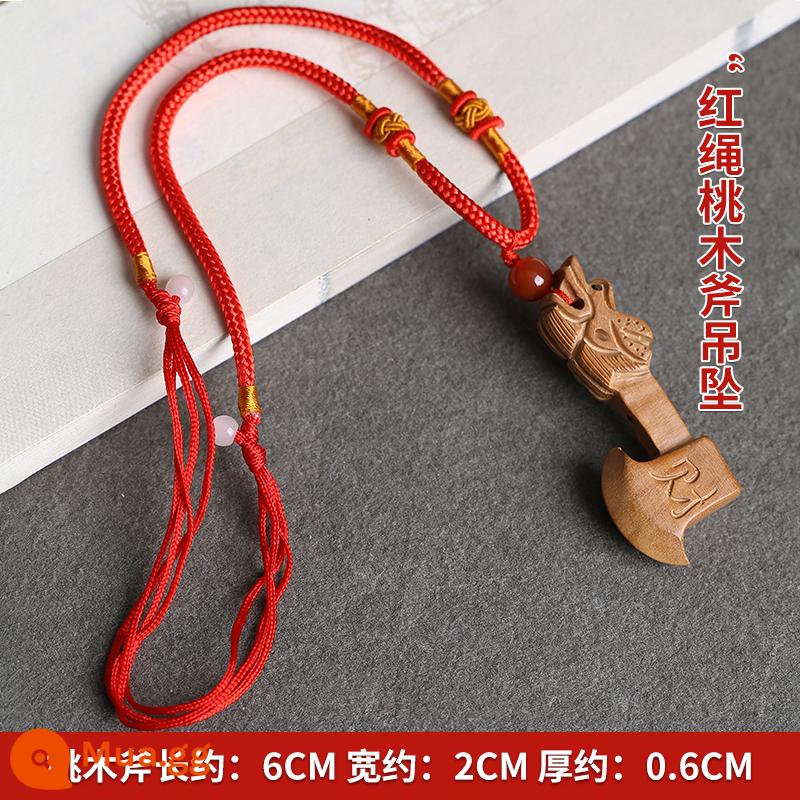 Đích thực thật gỗ gụ thanh kiếm mặt dây chuyền con dao mặt dây chuyền nhỏ nguyên chất handmade trẻ em nữ mô hình mang theo móc chìa khóa ô tô chính hãng mang theo - mặt dây chuyền rìu đầu rồng