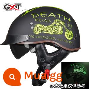 GXT xe máy nam mùa hè Harley Mũ bảo hiểm nửa Retro muỗng Mũ bảo hiểm nữ xe ô tô điện sợi carbon xe máy - Xe máy màu đen mờ (vàng sáng)