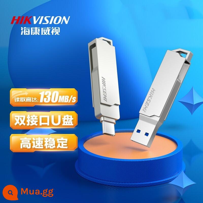 Hikvision 128/256/512G TypeC USB3.2 giao diện kép điện thoại di động máy tính xe hơi ổ đĩa flash USB X307C - bạc