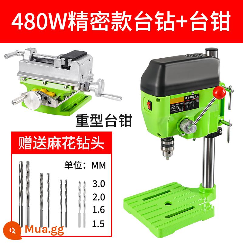 Độ Chính Xác Để Bàn Máy Khoan Nhỏ 220V Công Nghiệp Cấp Máy Khoan Micro Mini Gia Đình Đa Năng Máy Khoan Điện Độ Chính Xác Cao - Máy khoan bàn chính xác 480W + Vise hạng nặng đi kèm bộ mũi khoan