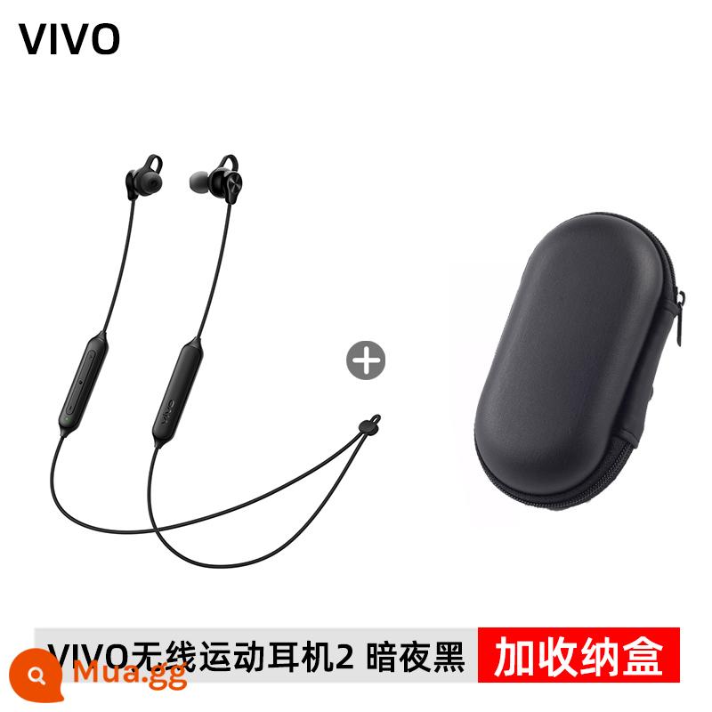 Tai nghe thể thao không dây iQOO Vitality Edition 2 tai Bluetooth đeo trên cổ Thời lượng pin siêu bền khi chạy thể thao Chống nước và chống mồ hôi - Tai nghe thể thao không dây VIVO 2 Dark Night Black + Hộp đựng