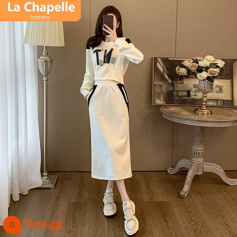 Bộ đồ thể thao thông thường La Chapelle nữ mùa thu đông 2023 mới cao cấp phù hợp với váy Plus nhung và dày - Bộ đồ màu mơ nhẹ nhàng