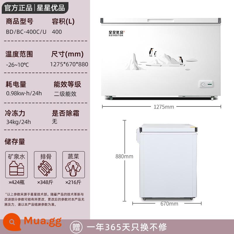 Star Freezer Tủ đông 718 Thương mại Tủ đông công suất lớn Tủ lạnh một nhiệt độ ngang Tủ lạnh Tủ đông giữ tươi Tủ đông - [Công suất cấp đông lớn] Tủ chuyển đổi đông lạnh 400L