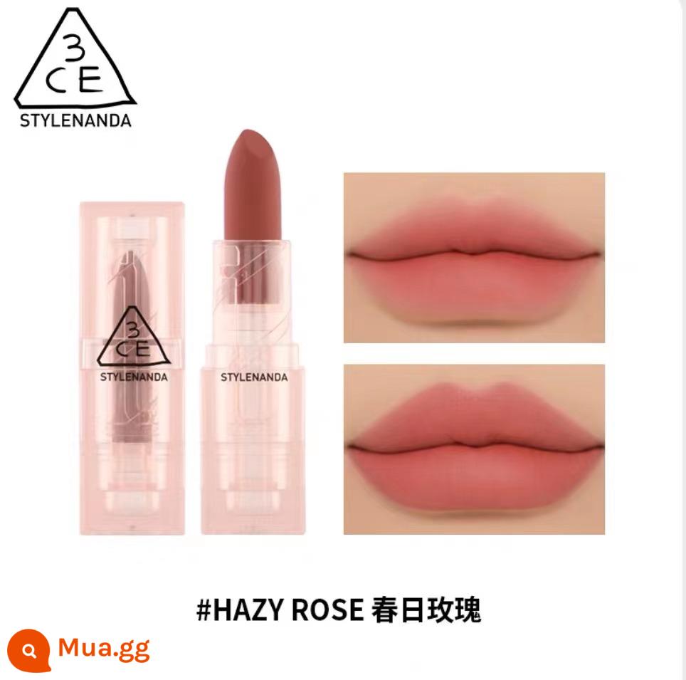 Son Spot 3CE son bóng giá phải chăng sinh viên niche Matte Matte Velvet Retro Matte Lipstick Hàn Quốc - Son môi bảo vệ trong suốt acrylic #Hazy rose