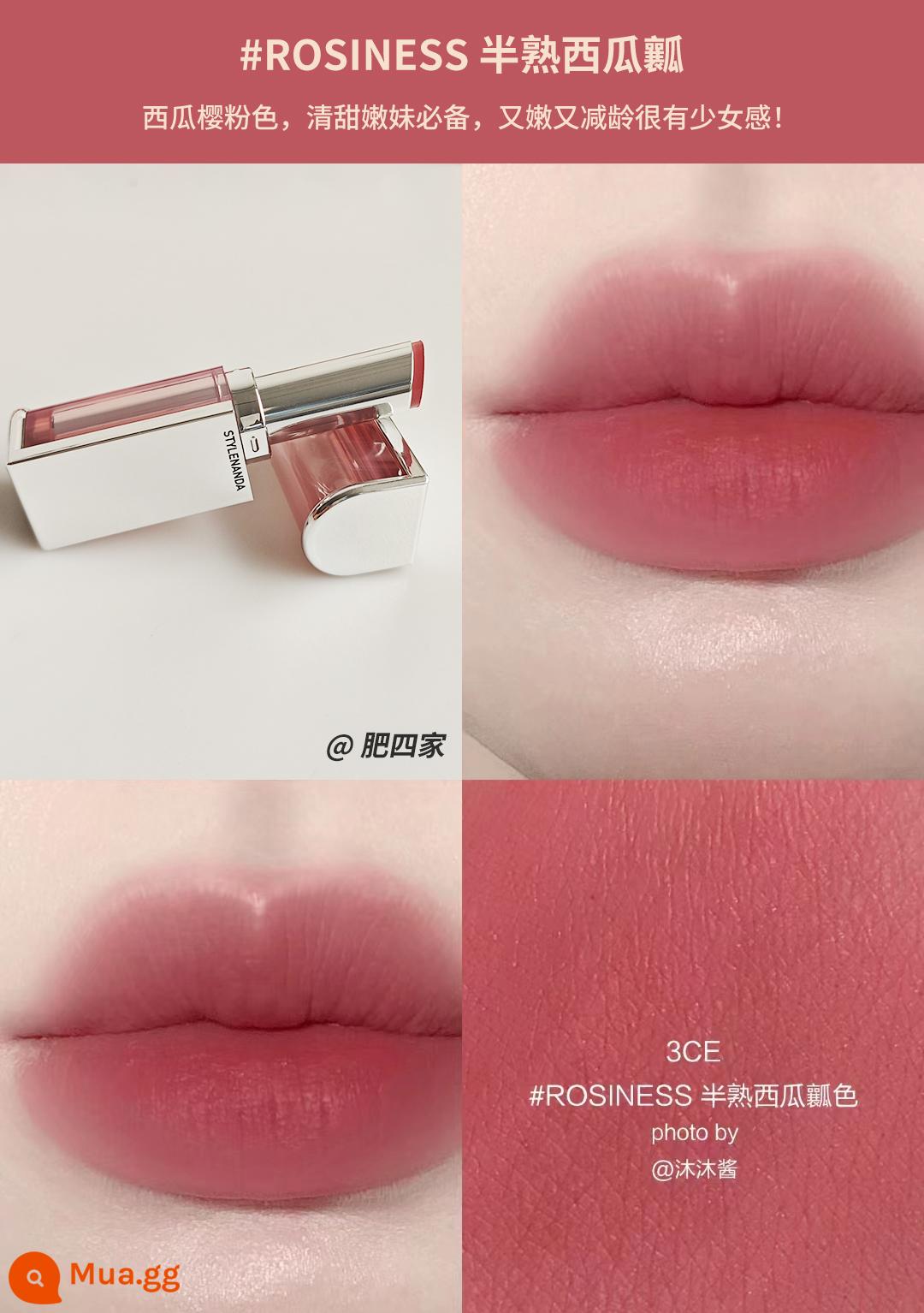 Son Spot 3CE son bóng giá phải chăng sinh viên niche Matte Matte Velvet Retro Matte Lipstick Hàn Quốc - Son môi trong suốt Soft Mist Tube Silver Shell #ROSINESS