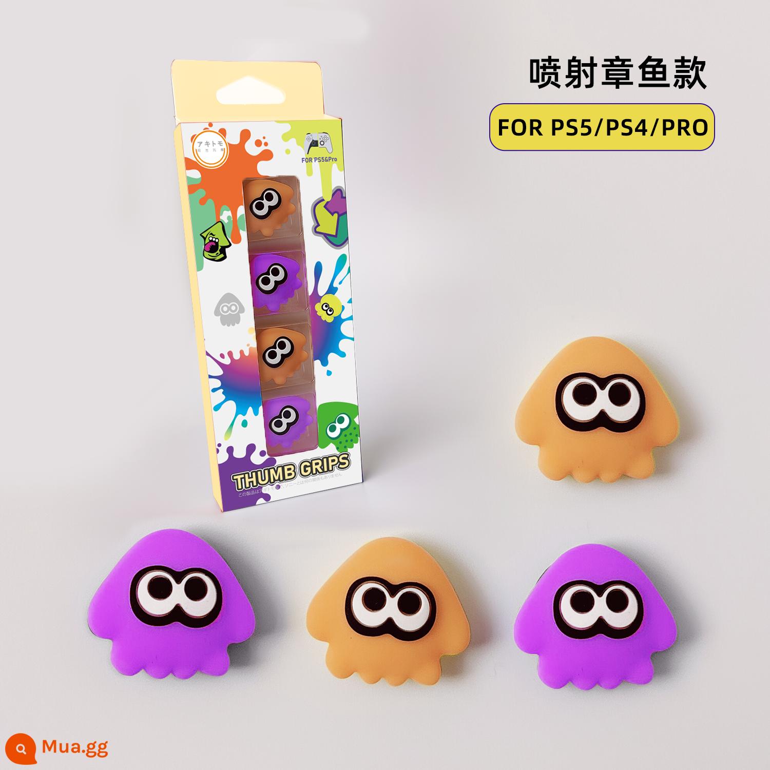 Ajitomo Công Tắc Splatoon Chủ Đề Bảo Vệ Phụ Kiện Đính Đá NS Hộp Thẻ OLED Tay Giá Đỡ Dây - Ajitomo PRO Octopus Rocker Cap Tím Cam PS4/5/ns Pro Universal