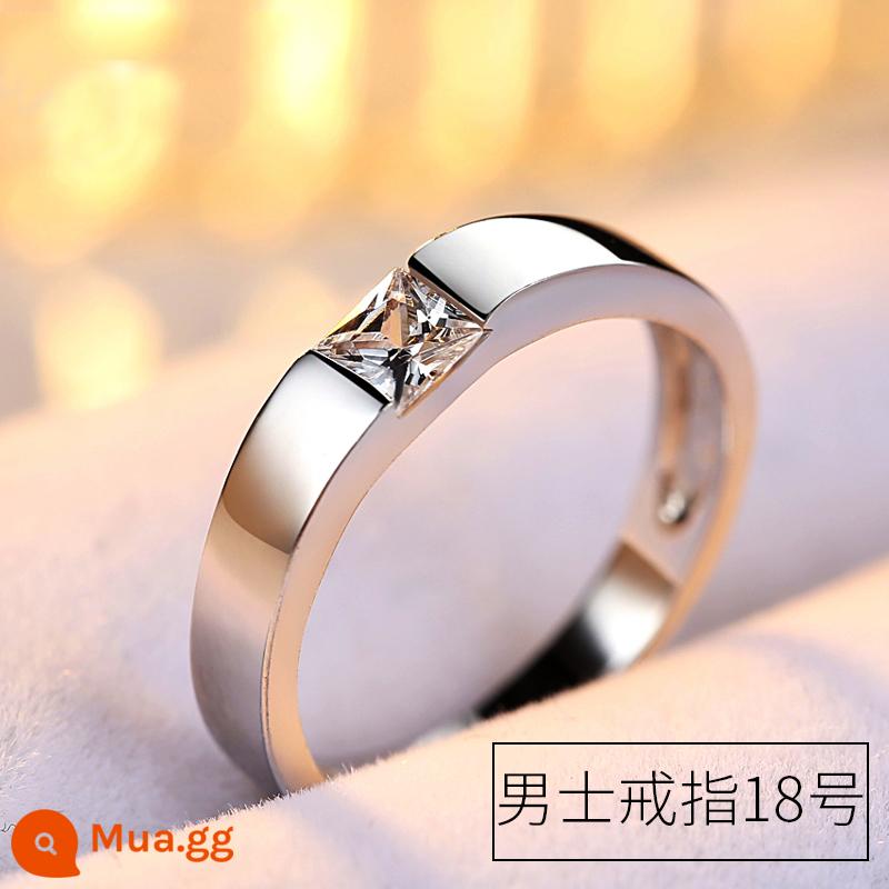 Bạc 925 Một Carat Nhẫn Đứng Kim Cương Mô Phỏng Nhẫn Đứng Kim Cương Nữ Cưới Cầu Hôn Cặp Đôi Moissanite Nhẫn Đính Hôn Ngày Lễ - [Nam] Nhẫn Kim Cương Vuông Số 18