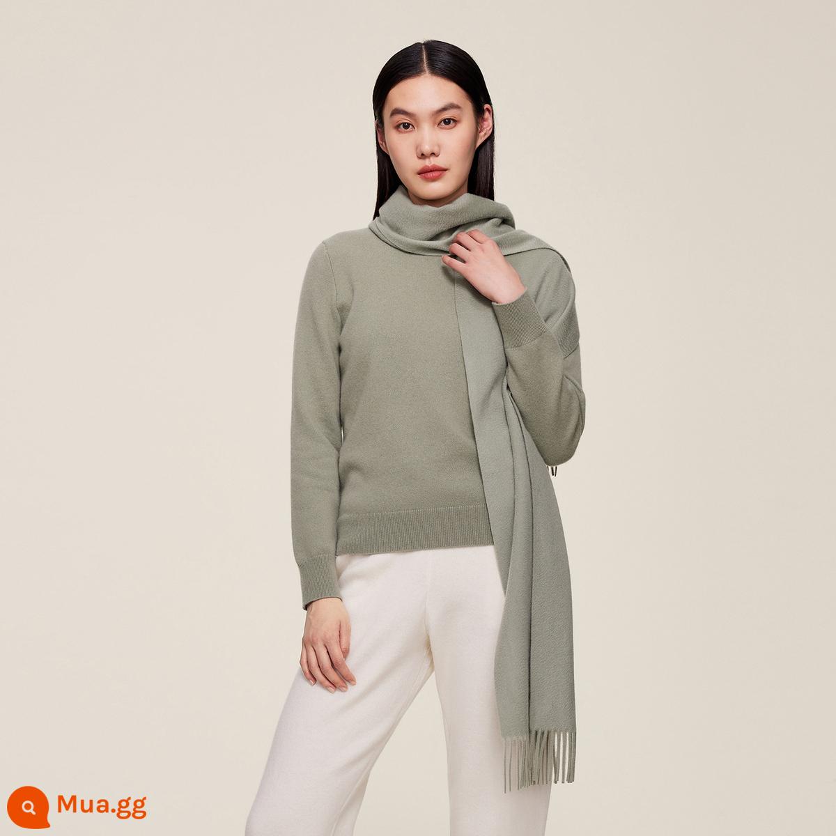 Khăn choàng cashmere tinh khiết Ordos 1980 ấm áp đa năng trong mùa thu đông trang trí tua rua - quay xanh