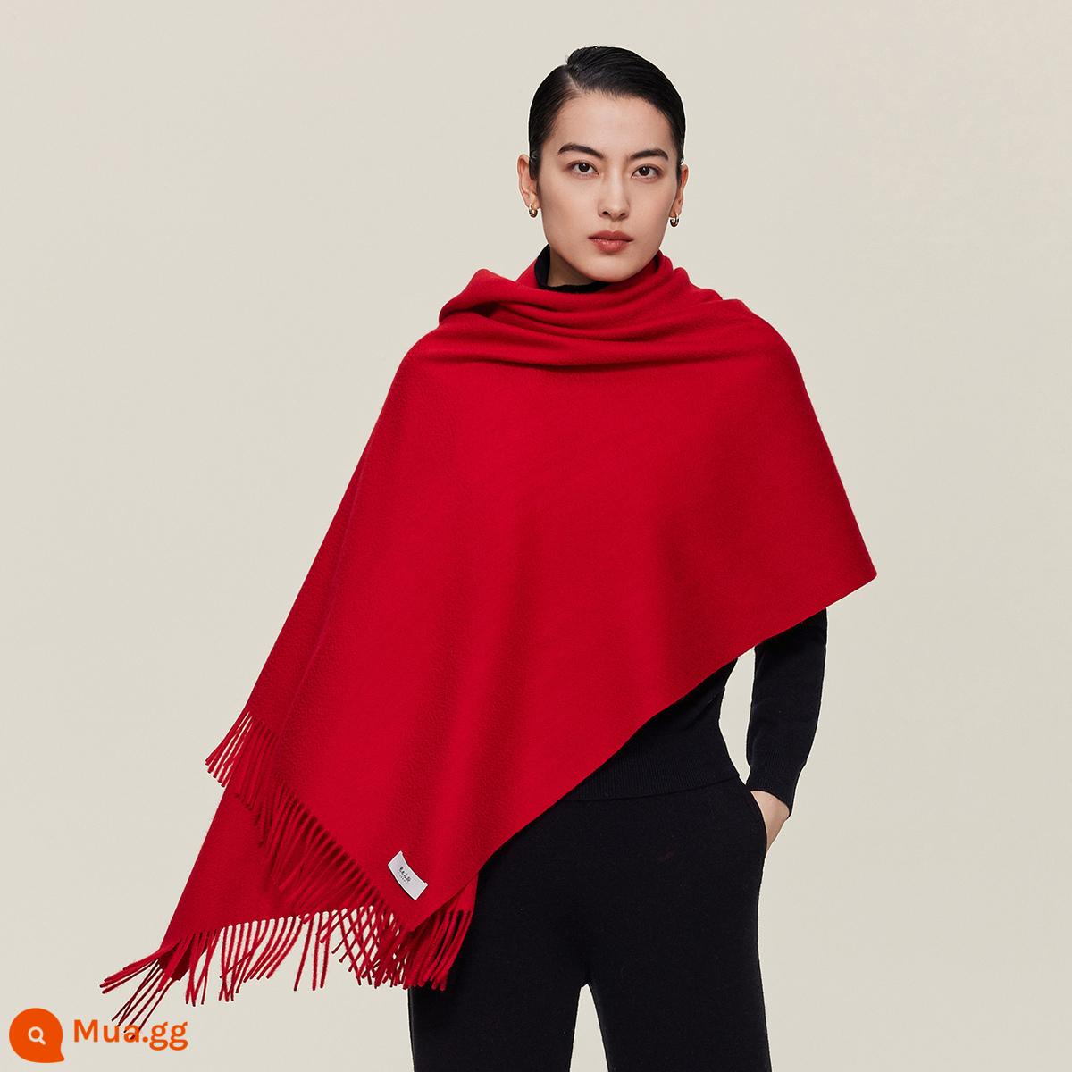 Khăn choàng cashmere tinh khiết Ordos 1980 ấm áp đa năng trong mùa thu đông trang trí tua rua - Màu đỏ được vận chuyển trong vòng 30 ngày kể từ ngày đặt hàng trước