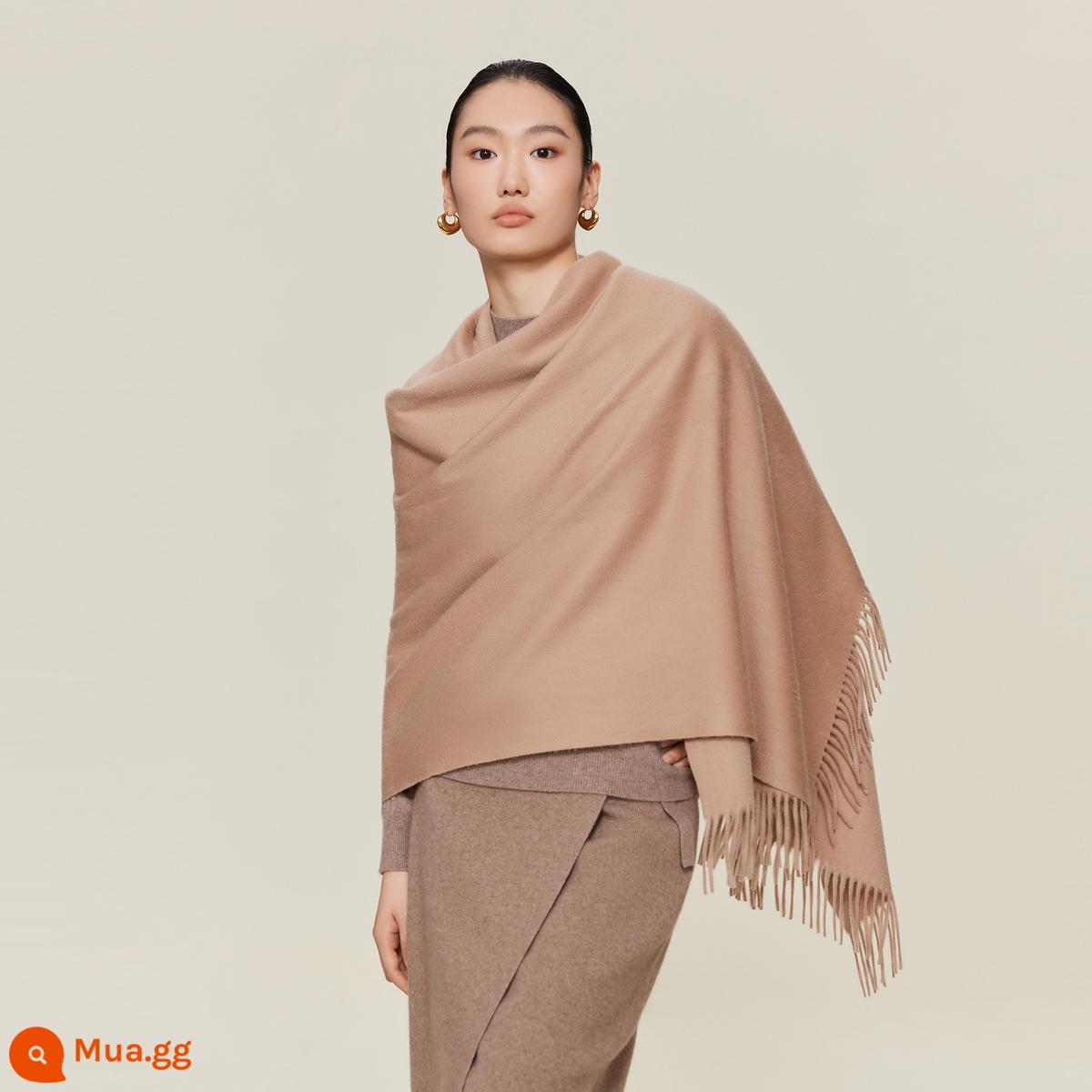 Khăn choàng cashmere tinh khiết Ordos 1980 ấm áp đa năng trong mùa thu đông trang trí tua rua - Bán trước lạc đà sẽ được vận chuyển trong vòng 30 ngày