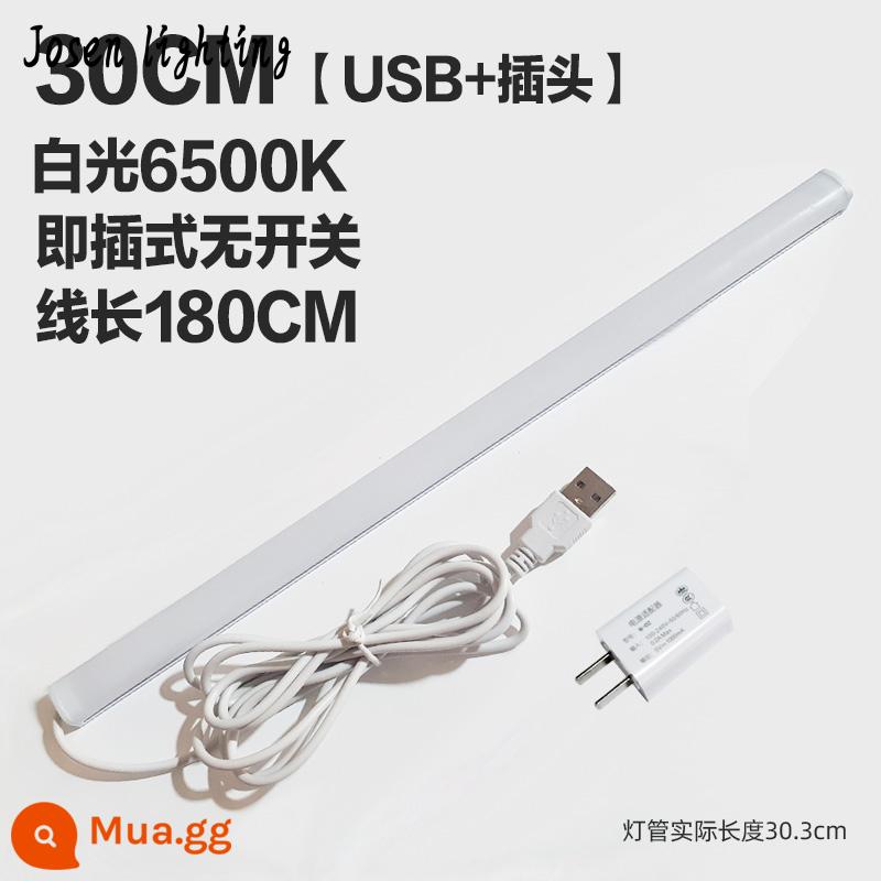 Đèn LED học tập để bàn trần usb đèn ngủ nhỏ ký túc xá sinh viên đại học ký túc xá đèn ống giường bảo vệ mắt nam châm đèn. - 30cm/không có công tắc/đèn trắng + phích cắm