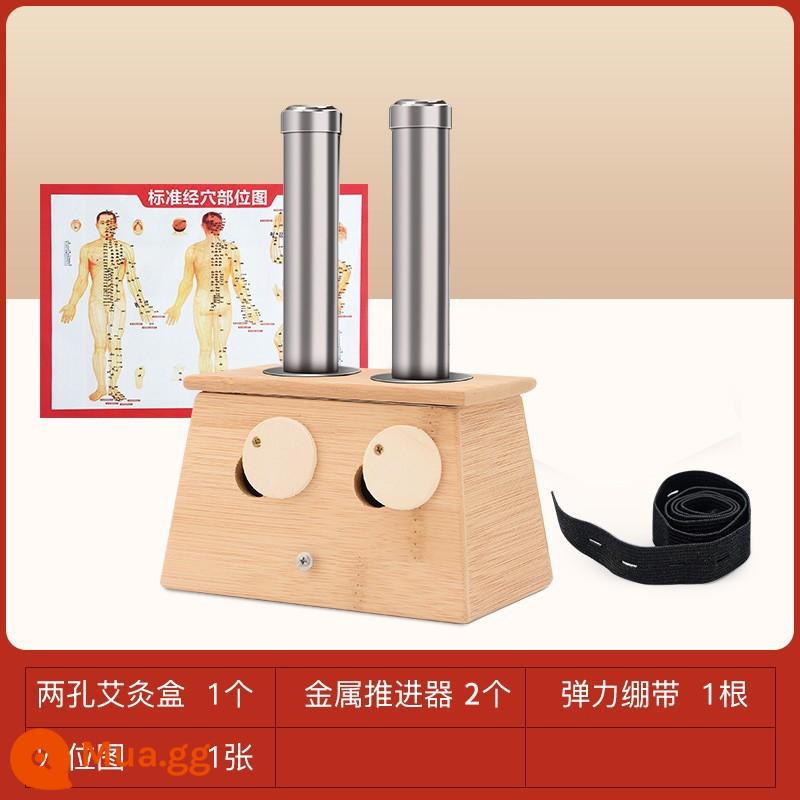 Hộp moxibustion ấm thiết bị moxibustion tre di động moxibustion hộ gia đình bằng gỗ cung điện lạnh dụng cụ hộ gia đình toàn bộ cơ thể thiết bị khử trùng moxa dính jar - Hộp cứu hỏa 2 lỗ + 2 ống đẩy [Đảm bảo chất lượng]