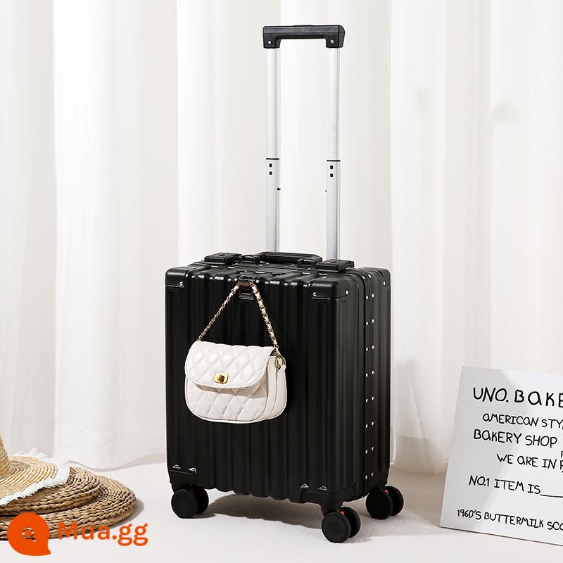 Vali 20 inch vali nhỏ xe đẩy lên máy bay dành cho nam và nữ Vali nhẹ 18 inch vali mật khẩu nhỏ 16 inch - Đen [Khung nhôm chịu áp lực dày]