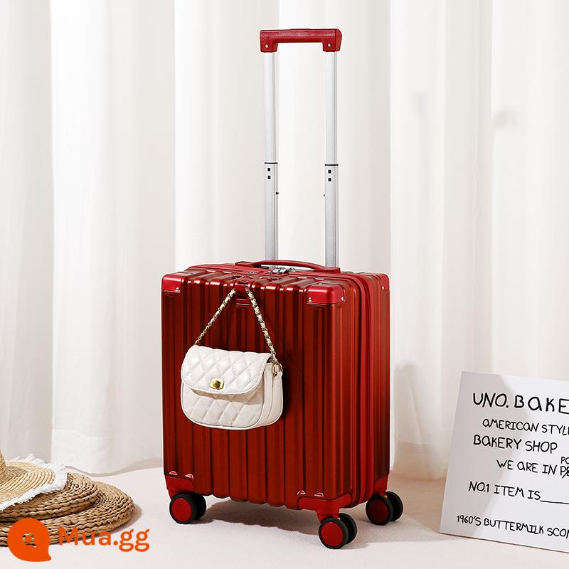 Vali 20 inch vali nhỏ xe đẩy lên máy bay dành cho nam và nữ Vali nhẹ 18 inch vali mật khẩu nhỏ 16 inch - Màu đỏ tía [kiểu dây kéo chống cháy nổ và chống mài mòn]