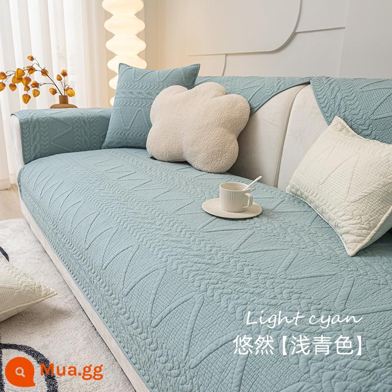 Mumi Sofa Đệm Bốn Mùa Đa Năng Vỏ Kem Khăn Nhẹ Sang Trọng Đơn Giản Hiện Đại Đệm Chống Trơn Trượt Ghế Sofa mùa Đông - Nhàn nhã [màu lục lam nhạt]