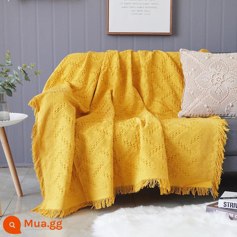 Mumi Đơn Giản Sofa Khăn Full Chống Trơn Trượt Ghế Đôi Chống Mèo Xước Đa Năng Sofa Chăn Bọc Sofa vải Dày - kẻ sọc vàng bí ngô