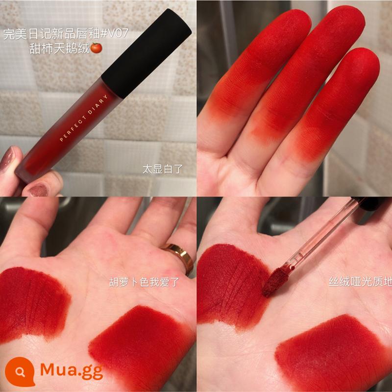 Perfect Diary Matte Lip Men 939 Bean Paste Color Lipstick 909 Niche Brand 704 Phong Cách Sinh Viên Nữ Chính Hãng Dưỡng Ẩm - V07-Hồng nhung đường phèn Màu hồng